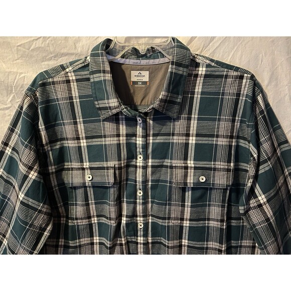 New RIDGECUT Toughwear Women's Teal & White Plaid Flannel Shirt Shacket Size 3X - Picture 3 of 9